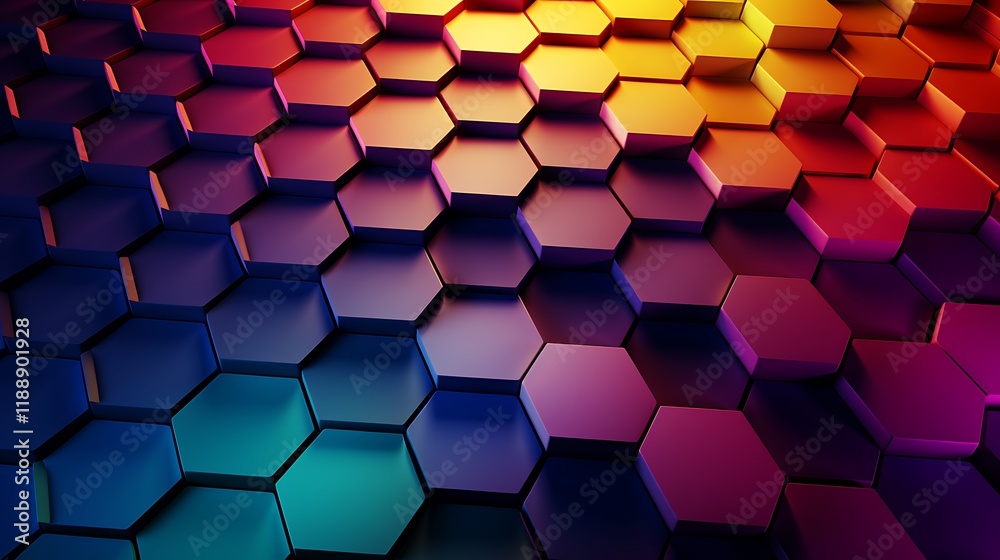Concentric hexagonal layers with gradient colors. Concentric hexagonal layers with gradient colors.