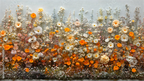 Dried Flower Wall Art, Pastel Orange Gradient