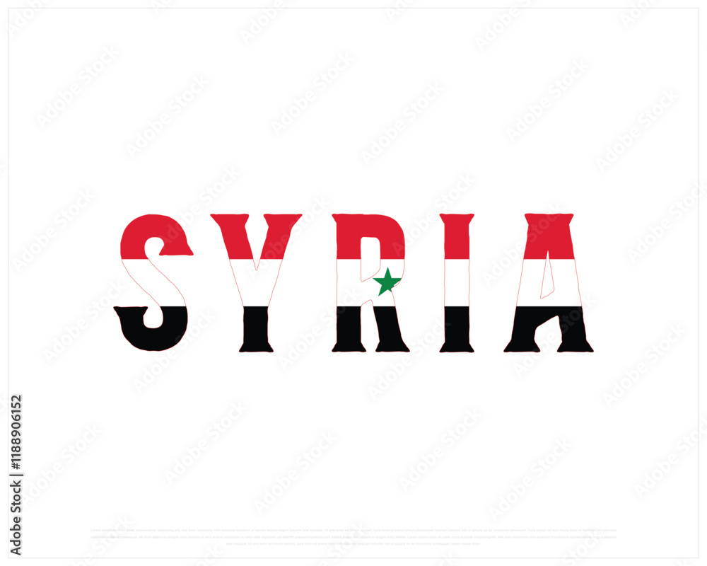 SYRIA flag Typography with flag typography on a white background, Vector design of SYRIA flag typography, Flag typography of Syria, National Day Design, SYRIA Day design SYRIA flag Typography with flag typography on a white background, Vector design of SYRIA flag typography, Flag typography of Syria, National Day Design, SYRIA Day design