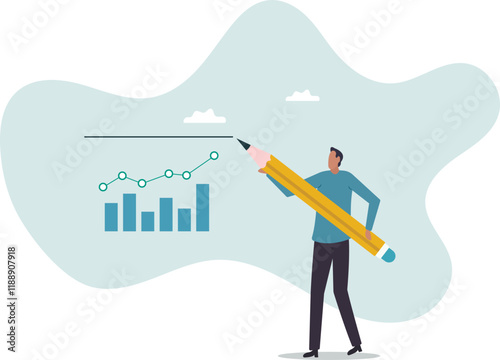 Set expectation or KPI, key performance indicator for improvement or work success, growth or growing.business concept.flat character.