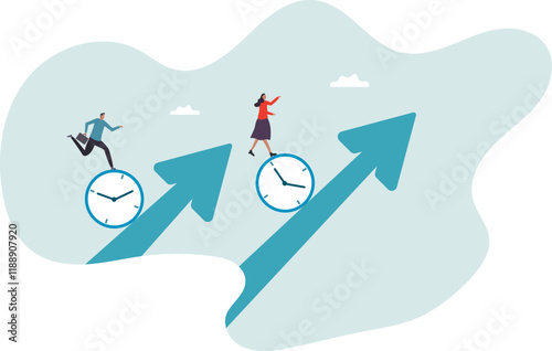 Time management, effort or efficiency boost, productivity to finish project, teamwork or planning, multitasking or finish work within deadline .business concept.flat character.