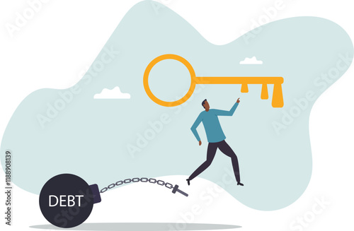 Debt free or freedom for pay off debts, loan or mortgage, solution to solve financial problem, savings or investment to break free,business concept.flat character.