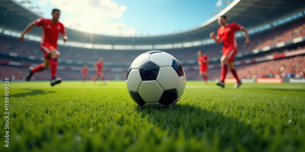 Fototapeta premium A dynamic soccer scene featuring players in action on the field, highlighting the excitement and energy of the game.