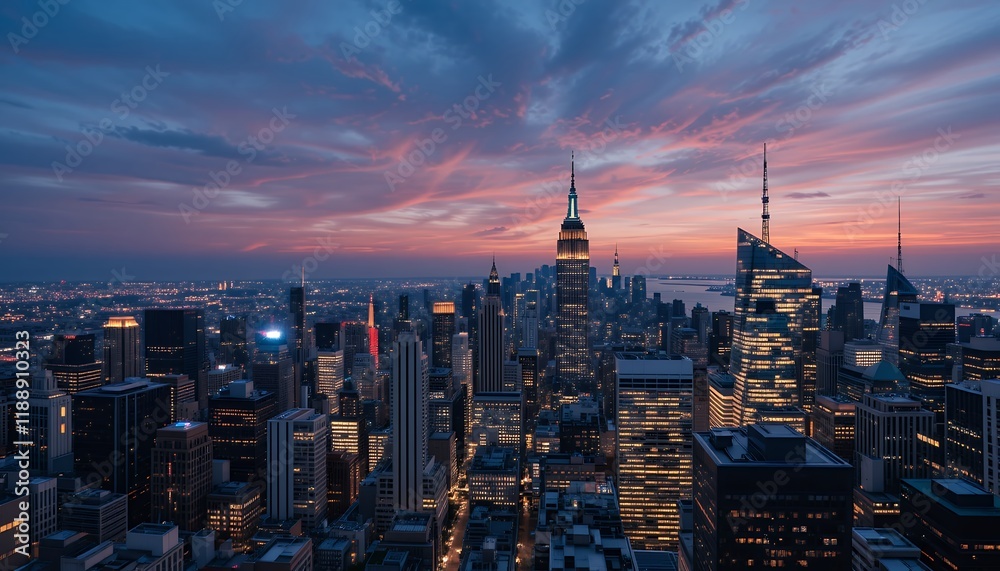 Naklejka premium An aerial view of a bustling cityscape