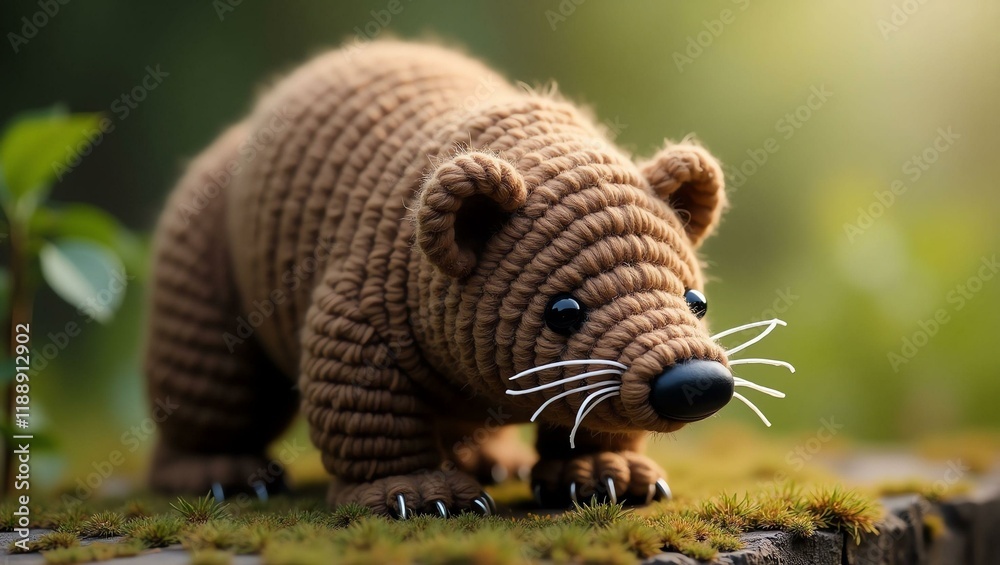 Obraz premium realistic highly detailed crochet of a mole with a nature background