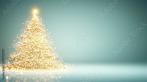 Sparkling Golden Christmas Tree: A Festive Digital Illustration