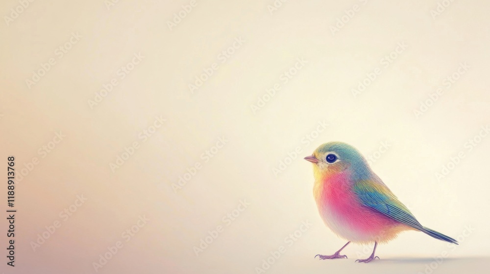 A Pastel-Colored Bird on a Soft Background A Delightful Image of a Tiny Bird A Pastel-Colored Bird on a Soft Background A Delightful Image of a Tiny Bird