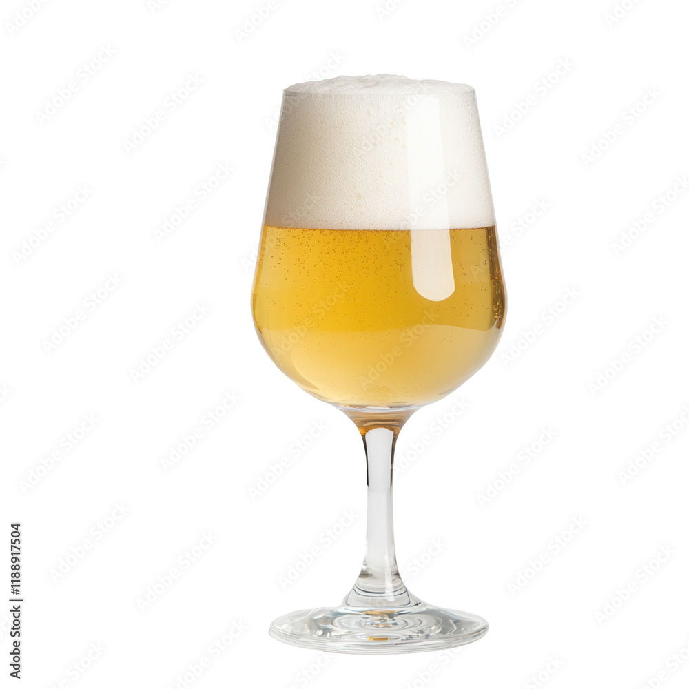 Refreshing beer glass with foam bar setting transparent background close-up beverage Refreshing beer glass with foam bar setting transparent background close-up beverage
