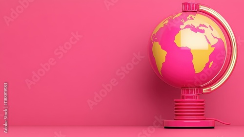 Pink Globe on Pink Background: A Minimalist Travel Concept