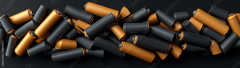 Fototapeta premium Close-Up of Mixed Black and Orange Cartridge Casings on a Dark Background