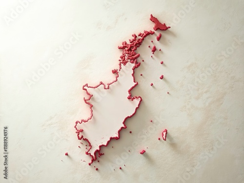 Simple, stylized Palau map featuring a red outline, highlighting its island nation location within Micronesia. photo