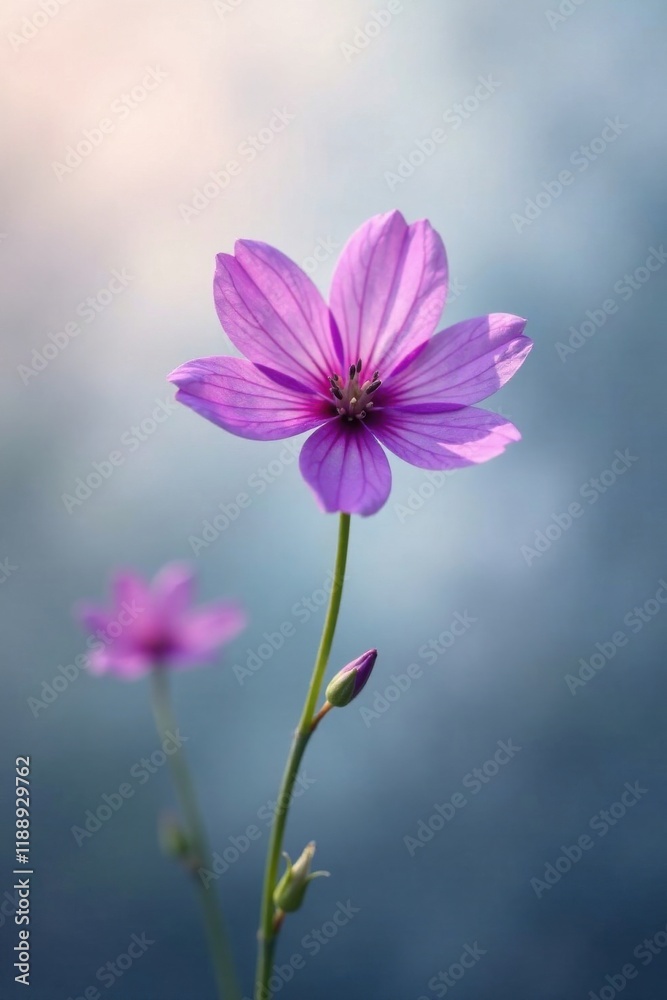 A Delicate Pink Flower Blooming in Soft Light, a Symbol of Serenity and Natural Beauty A Delicate Pink Flower Blooming in Soft Light, a Symbol of Serenity and Natural Beauty