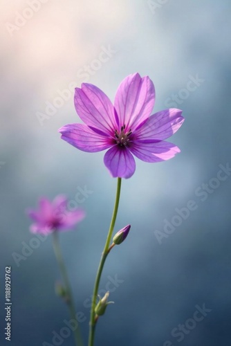 A Delicate Pink Flower Blooming in Soft Light, a Symbol of Serenity and Natural Beauty