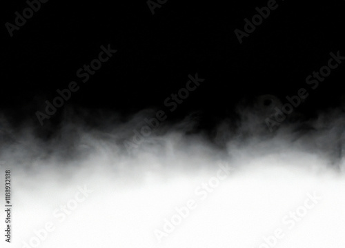 dense white fog rising on a deep black background