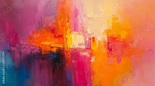 Abstract painting with bright colours and dynamic brush strokes, ideal for interior design, book and album covers, as well as website and presentation design.