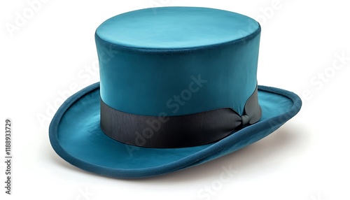 Classic deep teal top hat with a glossy finish, isolated on a pure white backdrop