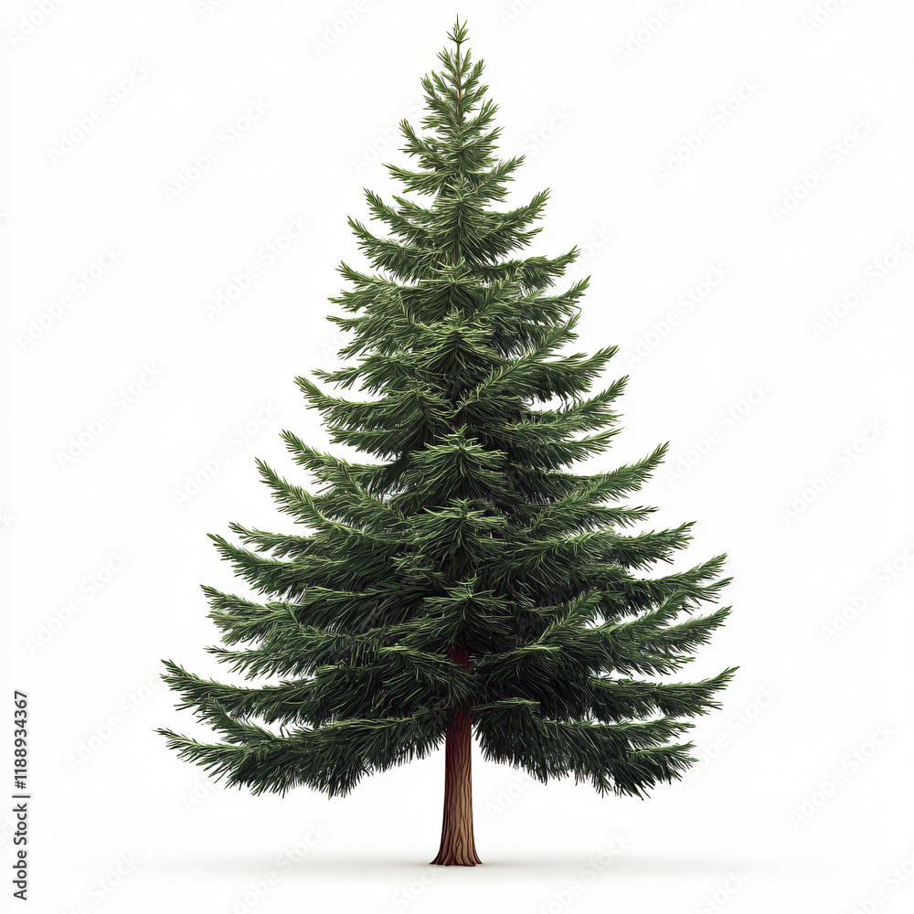 Fototapeta premium Pine Tree Vector Icon with Realistic Textured Needles on White Background logo