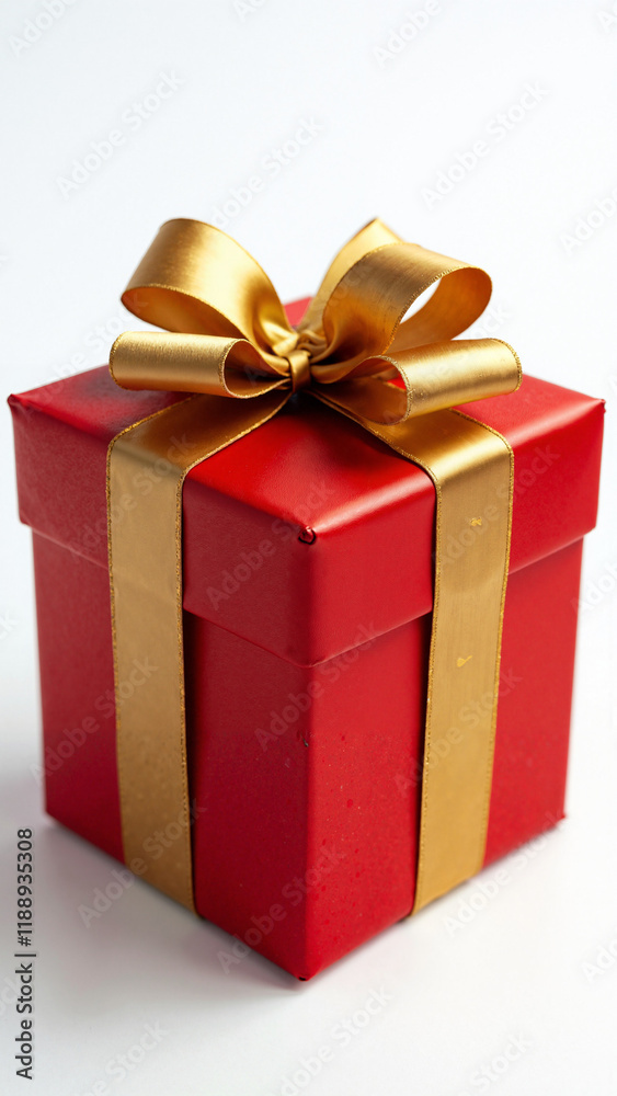 Elegant Red Gift Box with Gold Ribbon: Perfect for Holiday Promotions, E-commerce, and Festive Designs Elegant Red Gift Box with Gold Ribbon: Perfect for Holiday Promotions, E-commerce, and Festive Designs