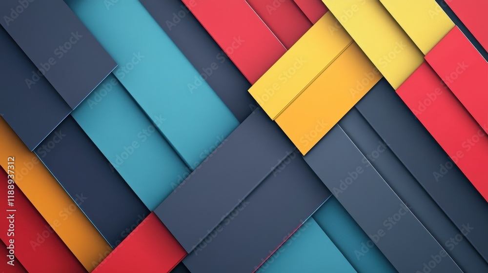 Fototapeta premium Abstract Geometric Design with Colorful Overlapping Rectangles