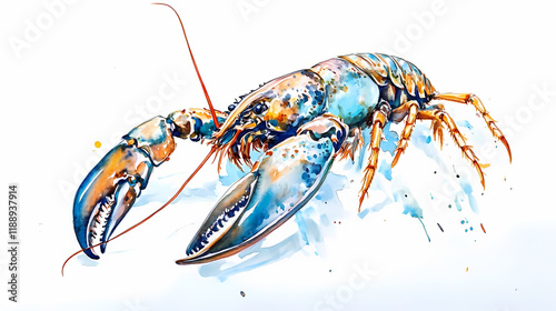 Detailed watercolor painting of a lobster on a white background. suitable for seafood or marine life concepts. Seawood. Illustration photo