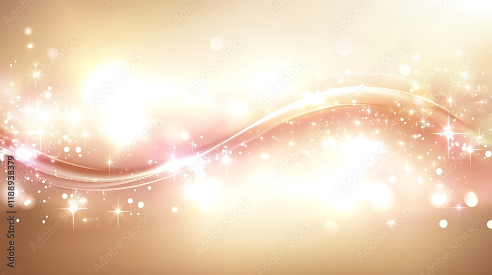 Abstract Golden Waves with Sparkling Lights Background Abstract Golden Waves with Sparkling Lights Background