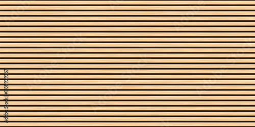 Wooden panel wall background. Horizontal wooden planks with seamless pattern creating rustic backdrop. Light stripes emphasize texture and natural wood grain. Furniture design.