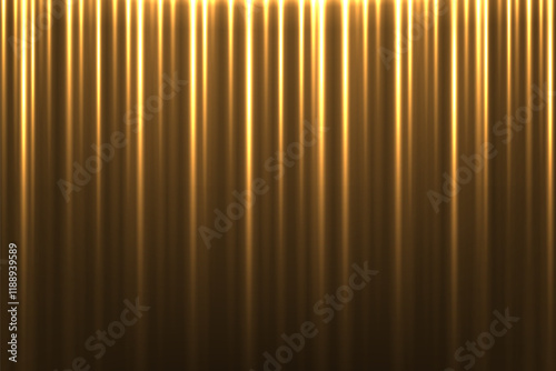 Golden silk fabric luxury background. Gold vertical draped satin cloth texture curtain. Smooth shiny drape material curtain. Realistic modern vector banner.