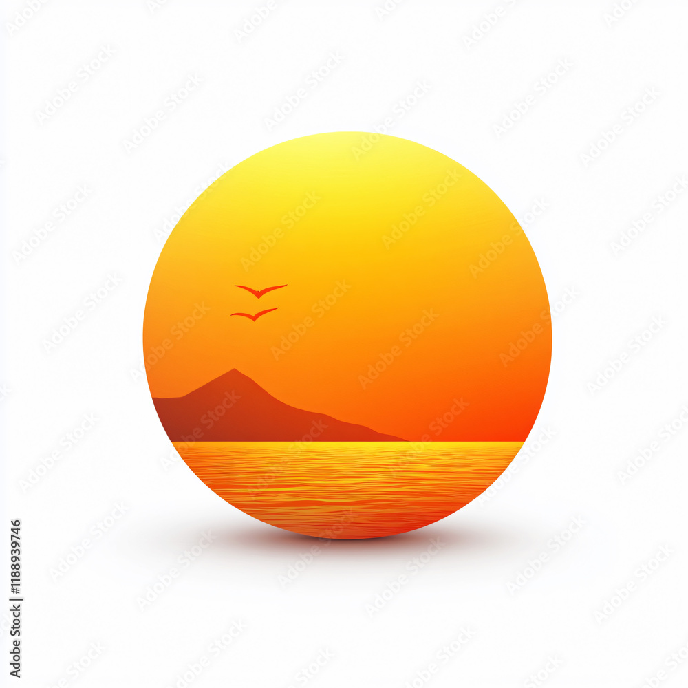 Sunset Sun Symbol: Graduated Orange Iconography with White Background sky heat Sunset Sun Symbol: Graduated Orange Iconography with White Background sky heat