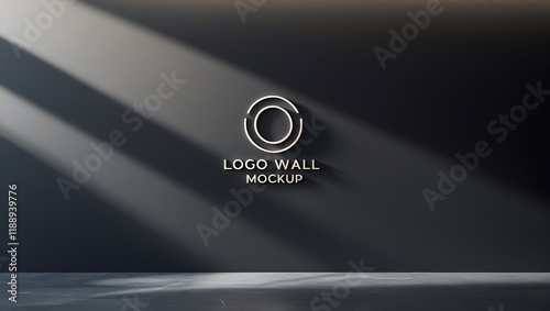 black wall for logo mockup with light