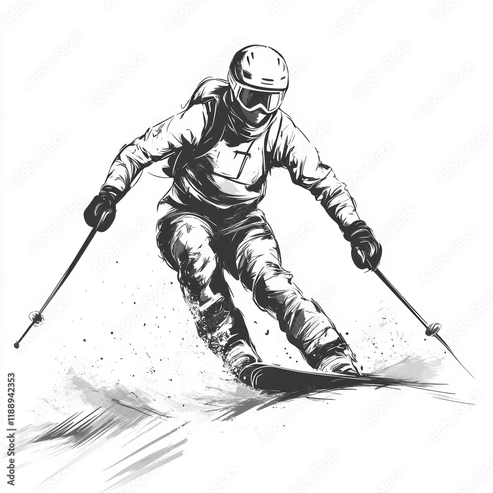 Obraz premium Happy skier skiing in winter.