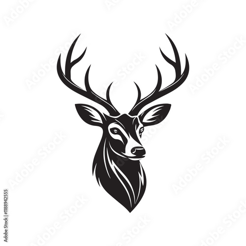 deer head silhouette logo design vector