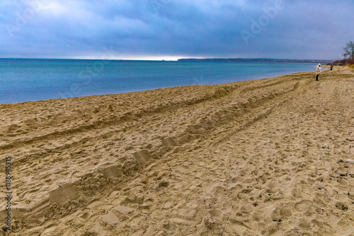 Promontory Rewski on the Baltic Sea, sandy beach peninsula in Rewa, Poland photo