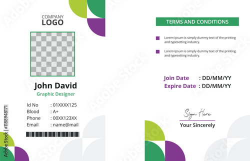 Modern office id card template design vector illustration