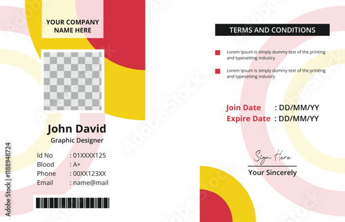 Modern office id card template design vector illustration