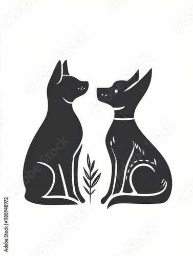 Cat and dog logo illustration photo