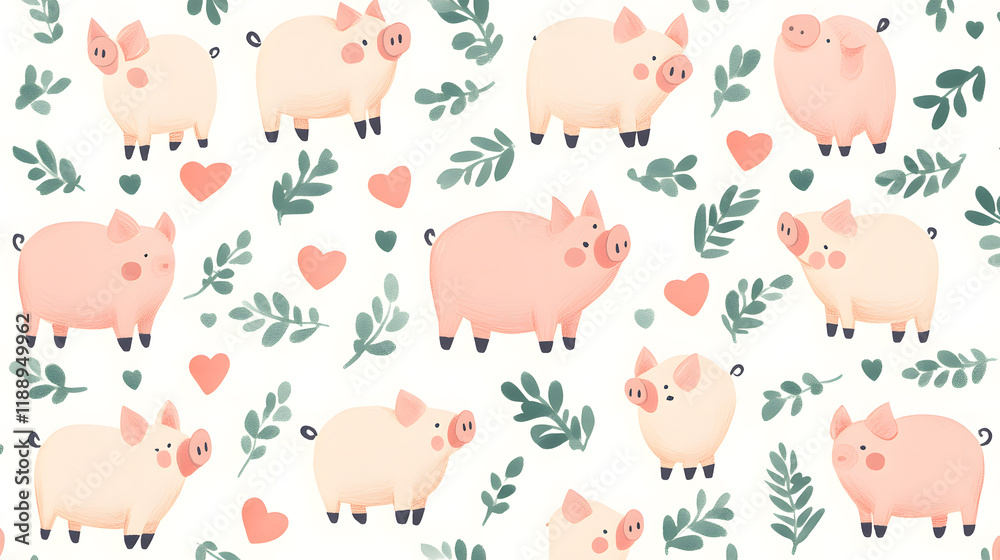 Obraz premium Picture of cute pig, pork, processed food, photograph or illustrator for advertising