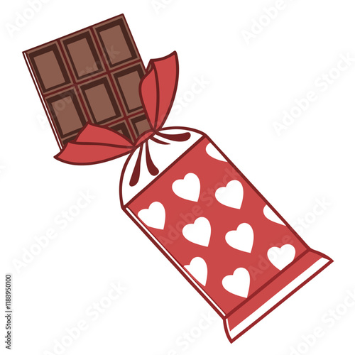 Heart-shaped valentines day decoration chocolate bar 3d rendering icon sign silhouette vector illustration isolatedon transparent background 