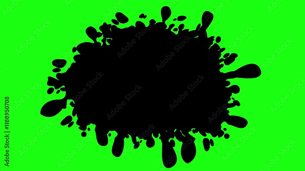 Green screen animation of some black splash water paint Green screen animation of some black splash water paint