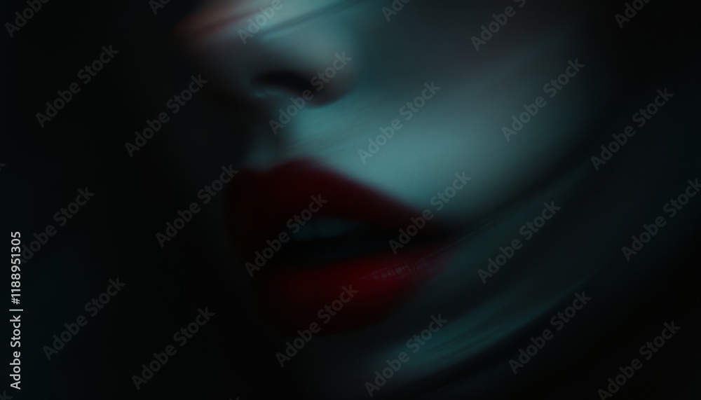 Fototapeta premium Closeup Red Lipstick Sensual Woman Mouth Beauty Shot