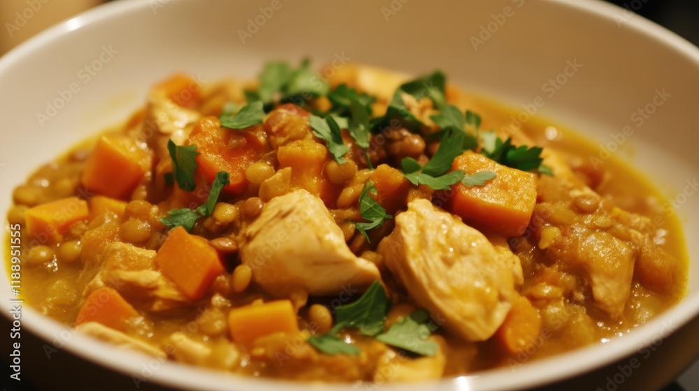 Delicious chicken and pumpkin lentil stew, combining tender chicken, pumpkin, and lentils in a flavorful, hearty broth. Delicious chicken and pumpkin lentil stew, combining tender chicken, pumpkin, and lentils in a flavorful, hearty broth.