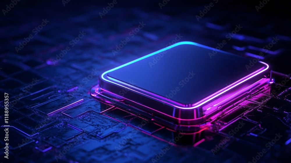A sleek and modern smart tool with vibrant neon lights on textured surface A sleek and modern smart tool with vibrant neon lights on textured surface