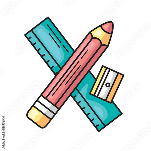 School stationery pencil ruler and sharpener are essential items for every students success, suitable for educational materials, back to school promotions, and stationary designs