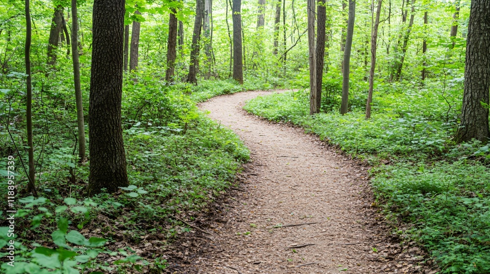 Serene Winding Forest Path Nature Trail Summer Scenery Serene Winding Forest Path Nature Trail Summer Scenery