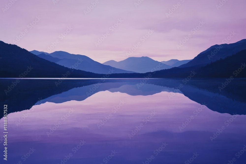 Serene Mountain Lake Reflection at Dusk Serene Mountain Lake Reflection at Dusk