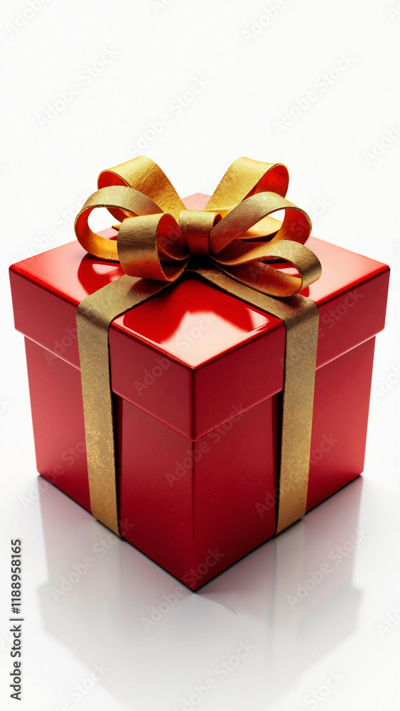 Luxurious Red Gift Box with Gold Ribbon: Perfect for Holiday Marketing, Special Occasions, and Retail Promotions Luxurious Red Gift Box with Gold Ribbon: Perfect for Holiday Marketing, Special Occasions, and Retail Promotions