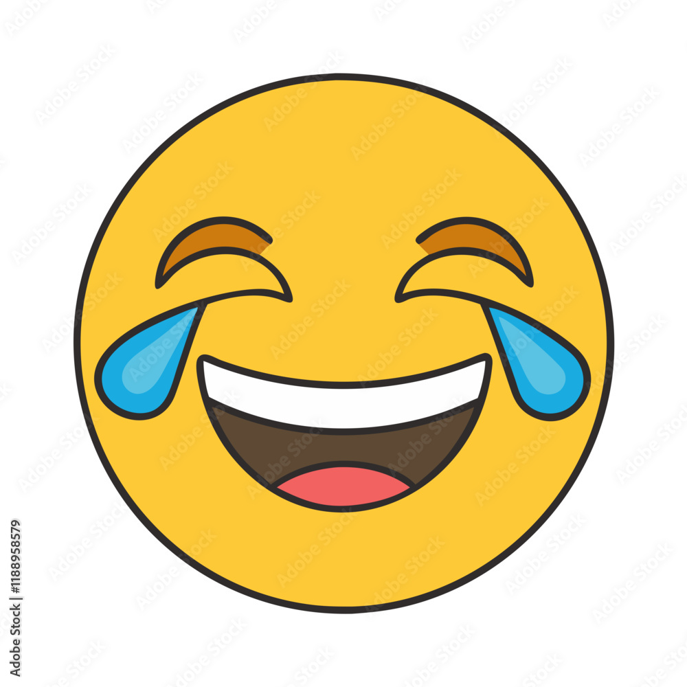 Obraz premium laughing face with tears vector icon, laughing face with tears vector illustration - simple illustration of laughing face with tears, perfect for logos,and laughing face with tears -themed designs.