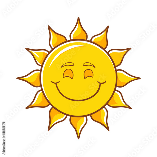 smiling sun vector icon, smiling sun vector illustration - simple illustration of smiling sun, perfect for logos,and smiling sun -themed designs. photo