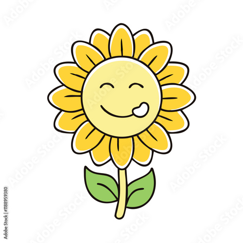 sunflower with a smile vector icon, sunflower with a smile vector illustration - simple illustration of sunflower with a smile, perfect for logos,and sunflower with a smile -themed designs. photo