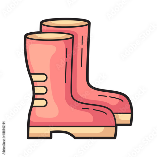 Boots a delightful pair of pink rain boots, great for splashing in puddles. Ideal for spring or rainy weather designs