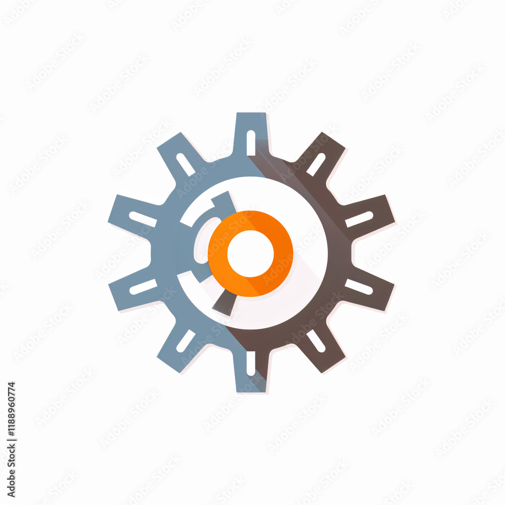 Cog with Wrench-Shaped Handle Illustrative Design fix gear icon tool flat part Cog with Wrench-Shaped Handle Illustrative Design fix gear icon tool flat part